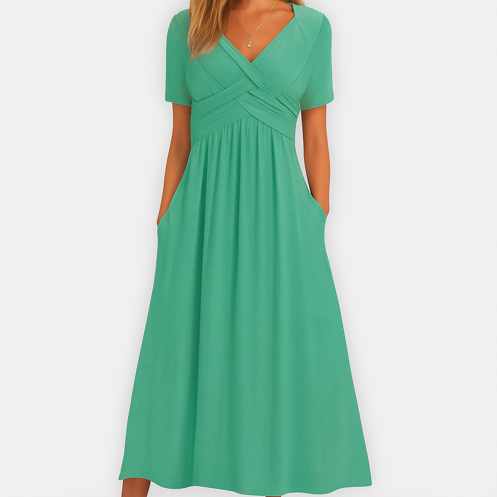 Ania | Handgenähtes Premium-Kleid mit V-Ausschnitt