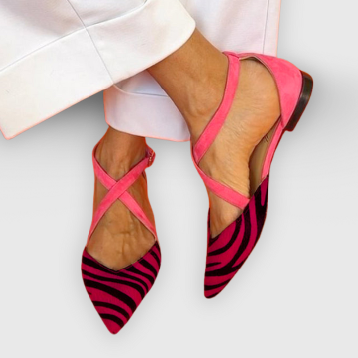 Linares | Flache Sandale mit Zebra-Muster
