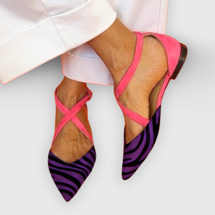 Linares | Flache Sandale mit Zebra-Muster