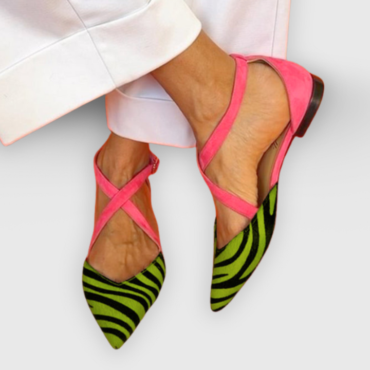 Linares | Flache Sandale mit Zebra-Muster