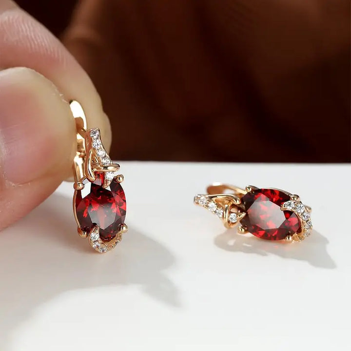 Crimson Twilight Drop Ohrringe | Gold