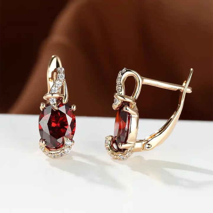 Crimson Twilight Drop Ohrringe | Gold