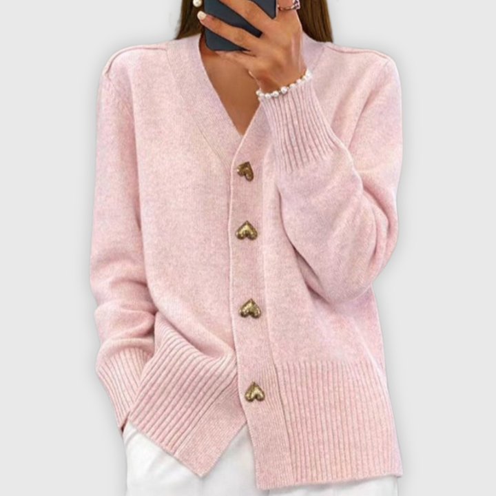 Giada | Elegante Strickjacke mit Herzknöpfen