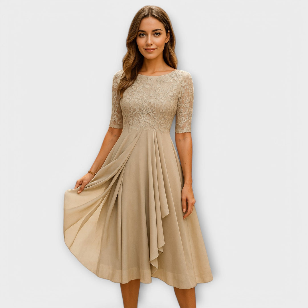 Martina | Midikleid mit Spitzendetails an den Ärmeln