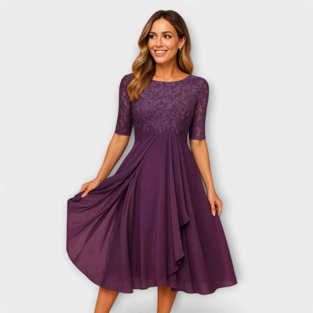 Martina | Midikleid mit Spitzendetails an den Ärmeln