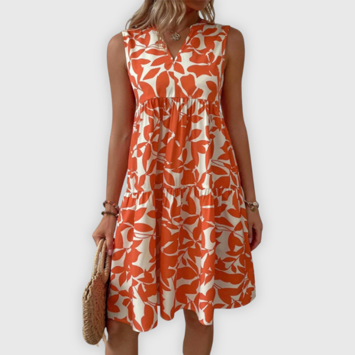 Allegra | Handgefertigtes Sommerkleid mit Blattmuster