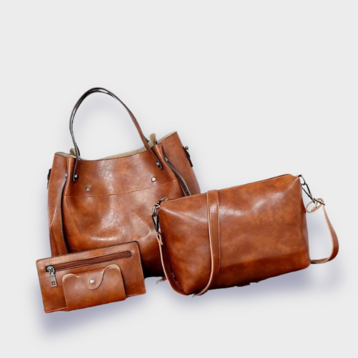 Farica | 4er-Set Vintage-Taschen aus veganem Premiumleder