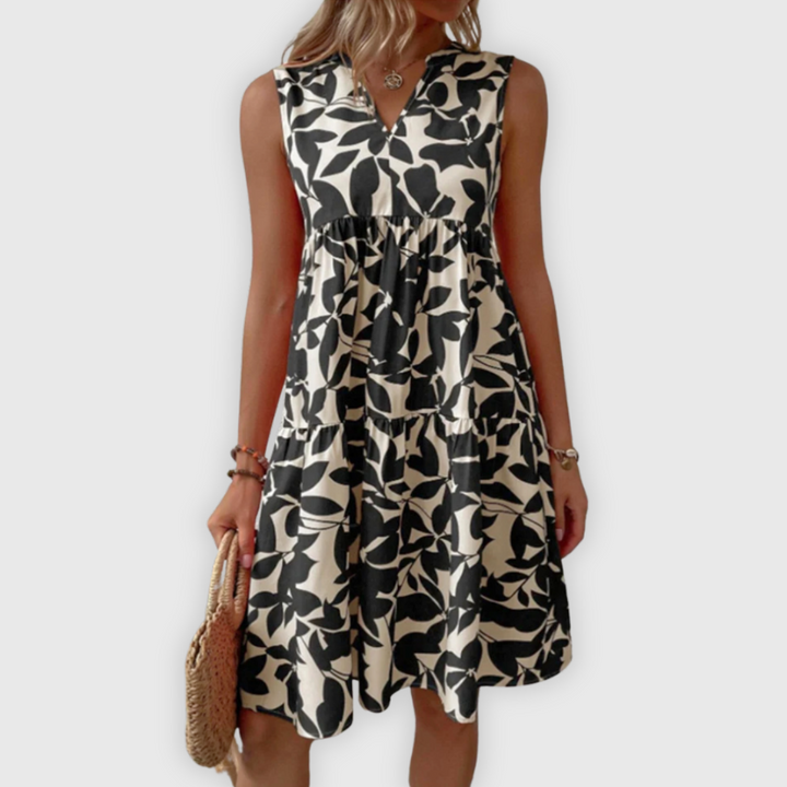 Allegra | Handgefertigtes Sommerkleid mit Blattmuster