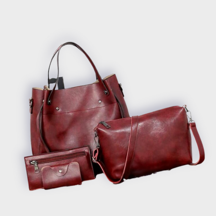 Farica | 4er-Set Vintage-Taschen aus veganem Premiumleder