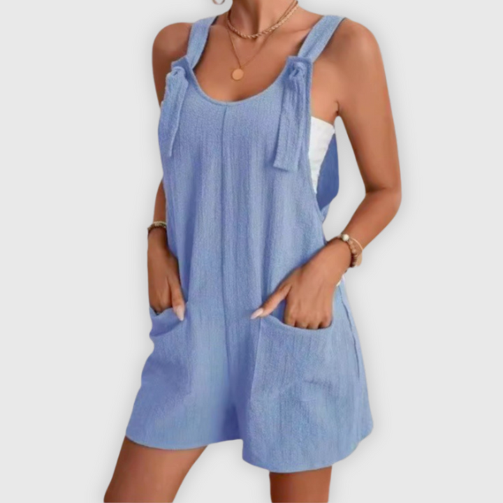 Dana | Sommer-Jumpsuit handgefertigt mit Schleifen-Trägern