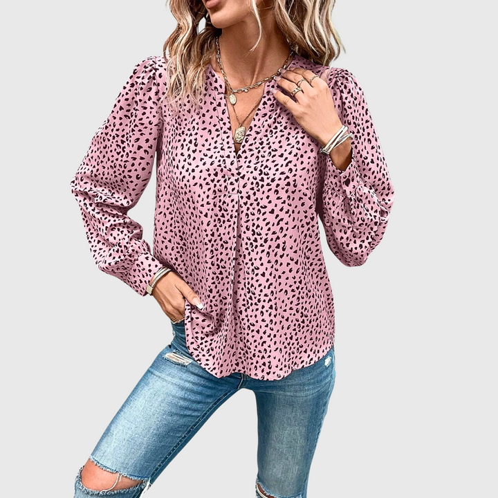 Anna | Bluse mit handgenähtem Animalier-Stil
