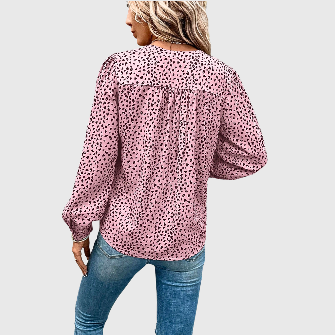 Anna | Bluse mit handgenähtem Animalier-Stil