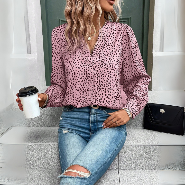 Anna | Bluse mit handgenähtem Animalier-Stil
