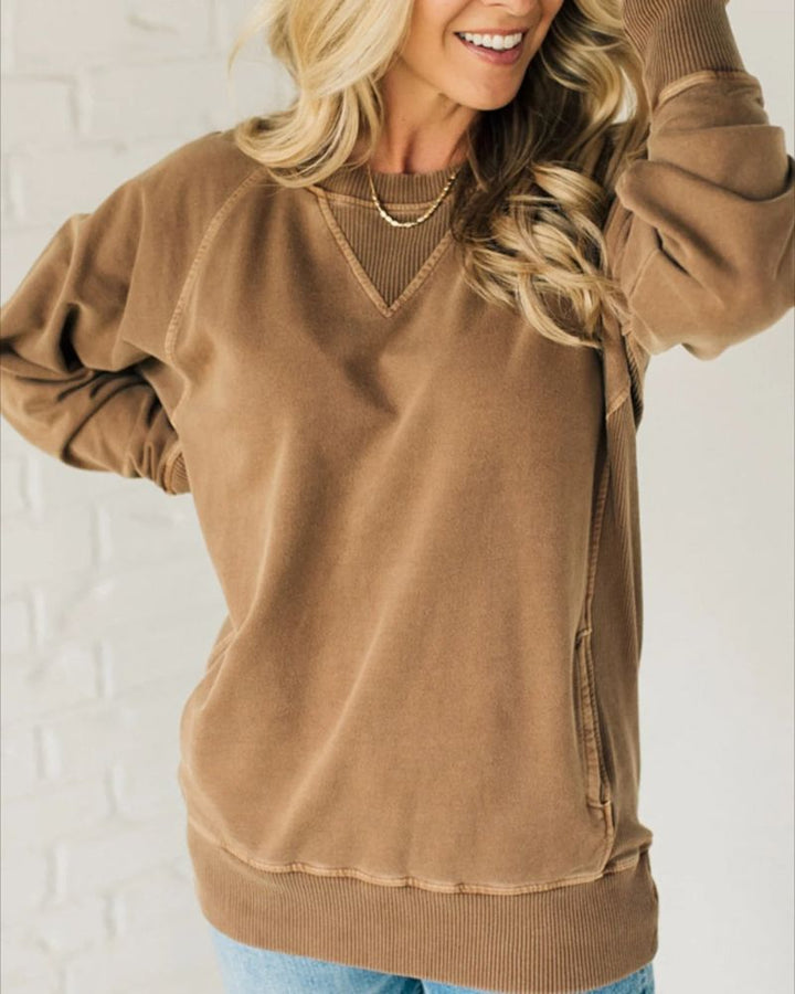 Viola | Gerippter Pullover mit Taschen