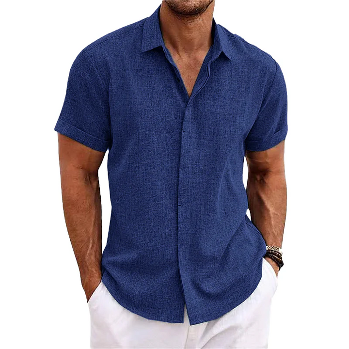 Herren Sommer-Leinenhemd mit Kurzarm