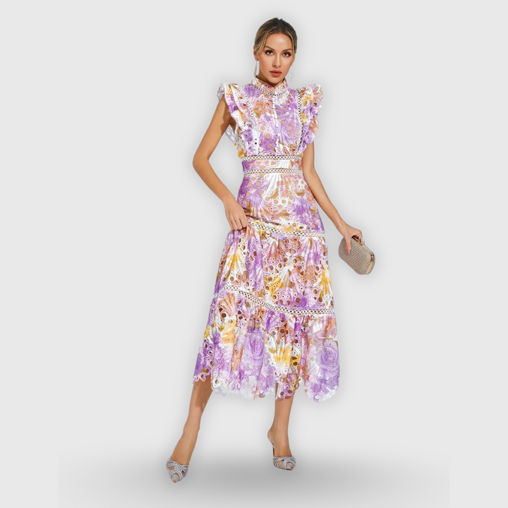 Paola | Ärmelloses Midikleid mit Spitzendetails