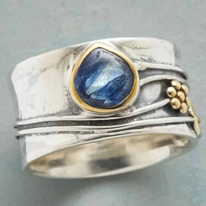 Bohemian Gemstone Meditation Ring | White Gold 16k