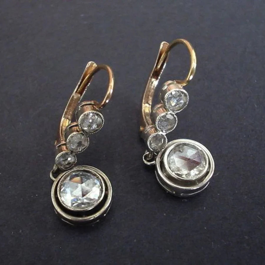 Antique Zirconia Golden Earrings | Gold 16k