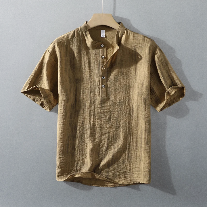 Calvin Linen Short-Sleeve Button-Up Shirt