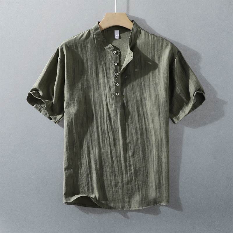 Calvin Linen Short-Sleeve Button-Up Shirt