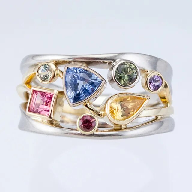 Vintage Ring mit bunten Zirkonia
