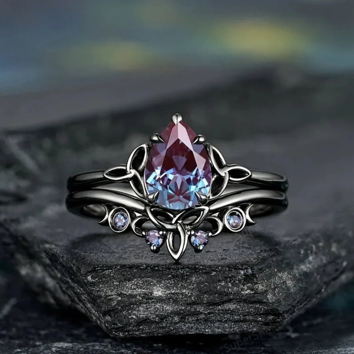 Amethyst Layers Ring | White Gold 18k