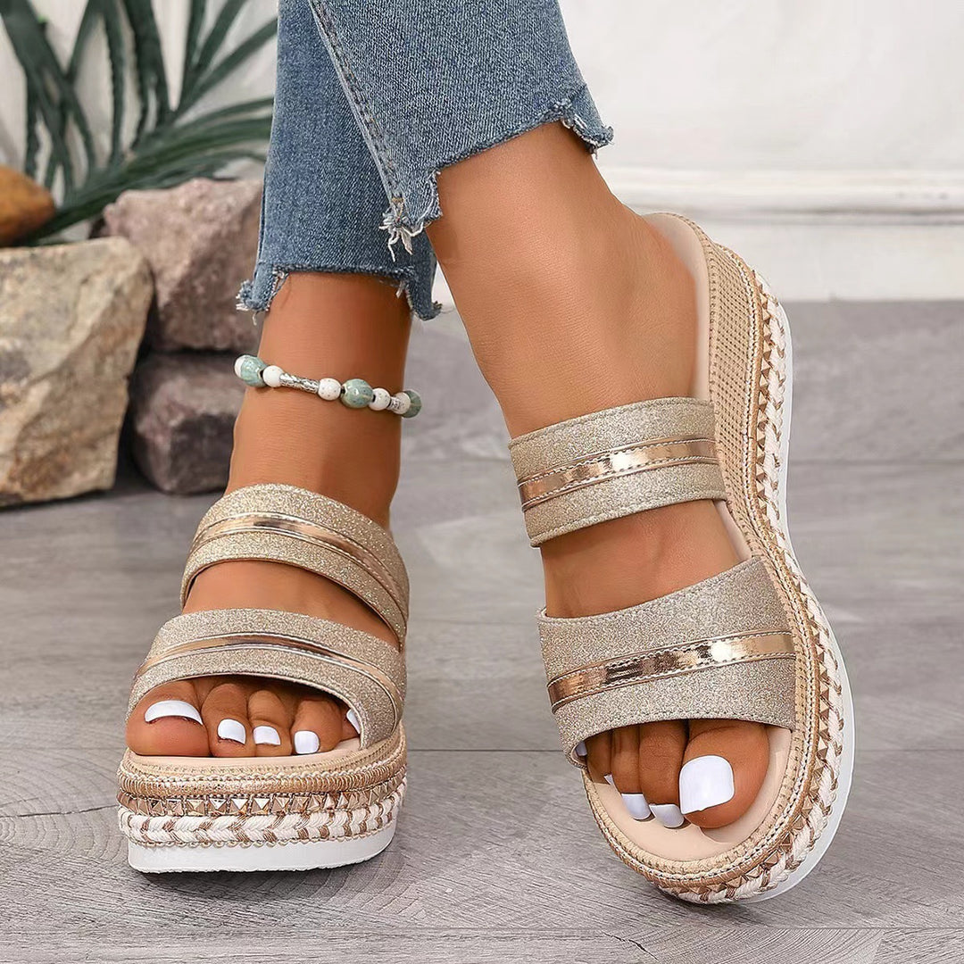 Olga | Bequeme Keilsandalen aus Premiumstoff
