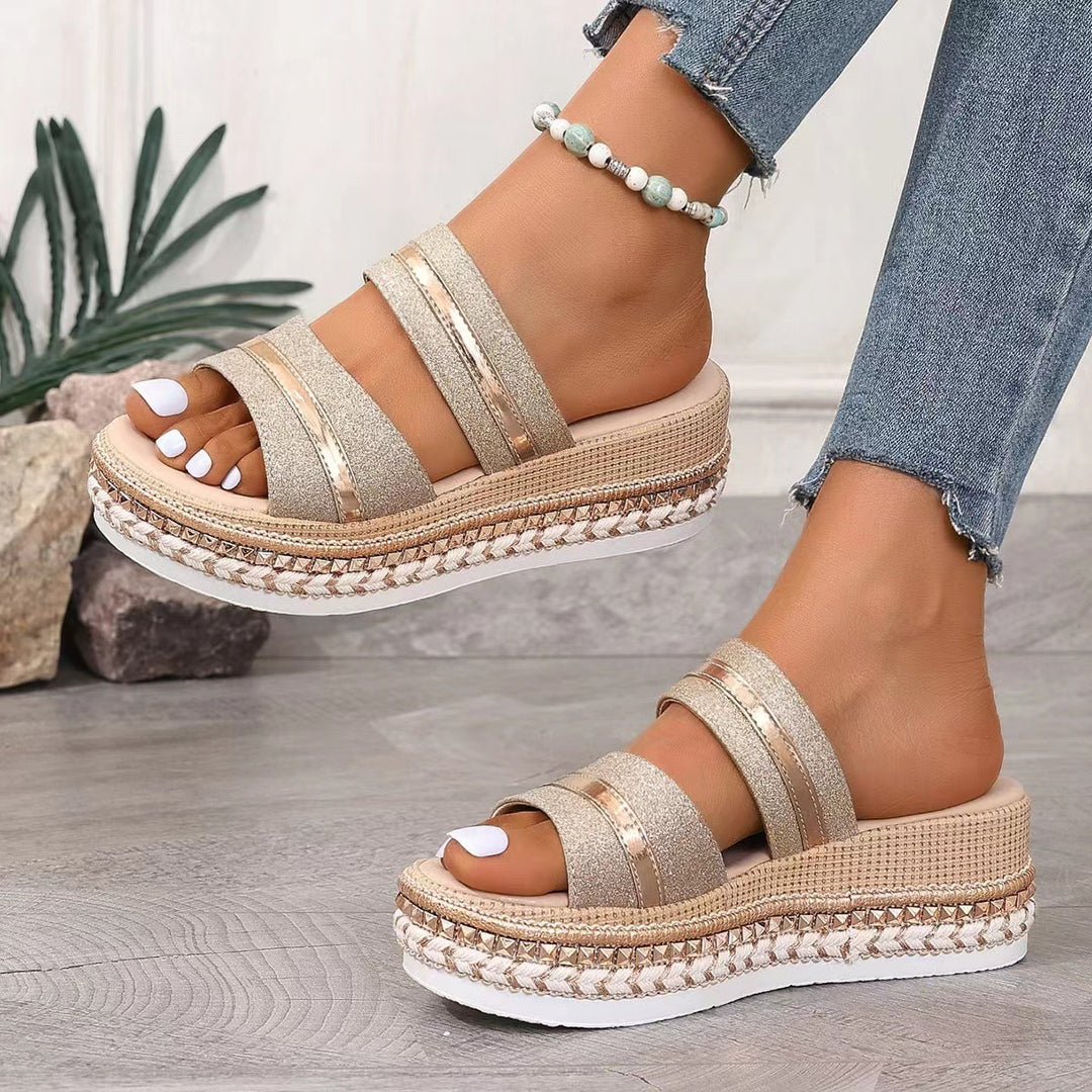 Olga | Bequeme Keilsandalen aus Premiumstoff