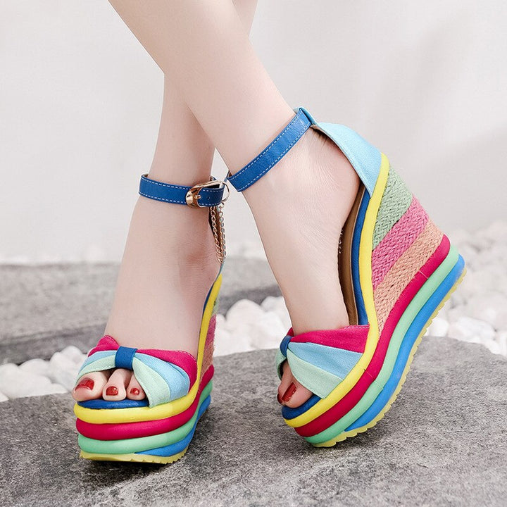Mimì | Plateau-Sandalen im Regenbogen-Look