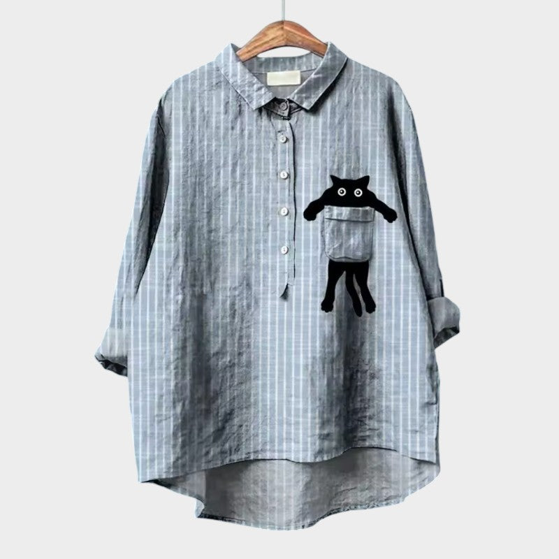 Palmira | Premium Bluse Taschenkater