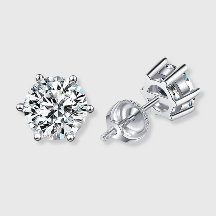Moissanite Schraubverschluss Ohrringe | Weißgold