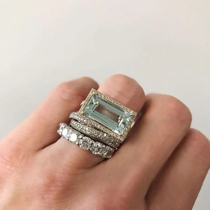 Turquoise Relic Ring Set | White Gold 18k