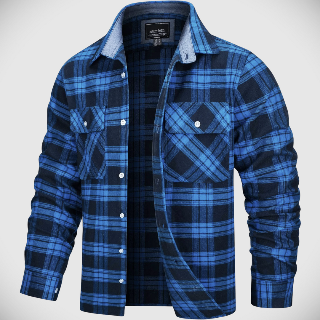 Northwoods Plaid Flannel Button-Up Shirt Jacket