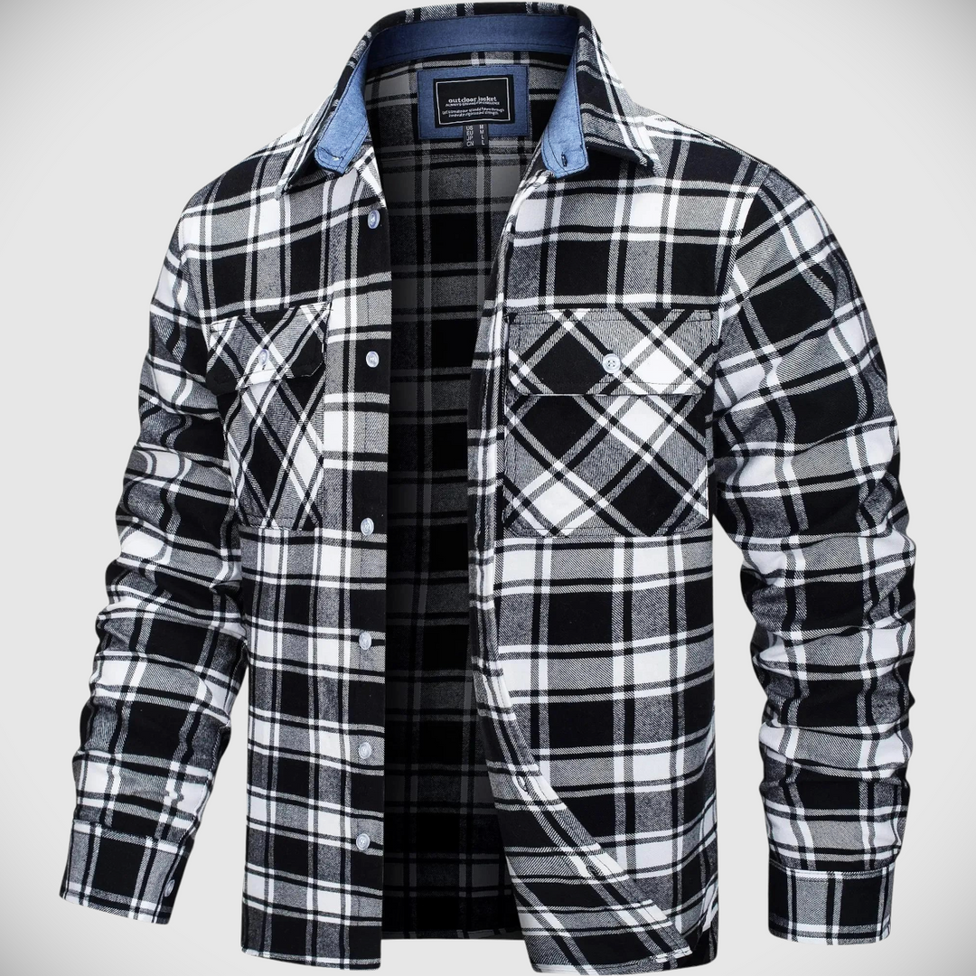 Northwoods Plaid Flannel Button-Up Shirt Jacket