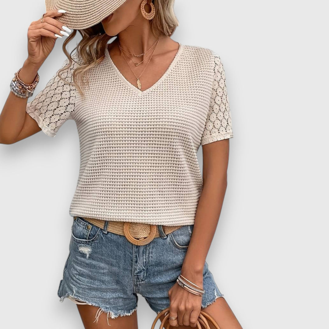 Amalia | Bluse mit handbestickter Spitze