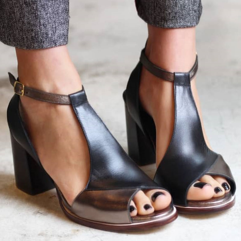 Anais | Block Heel Sandale mit Patchwork