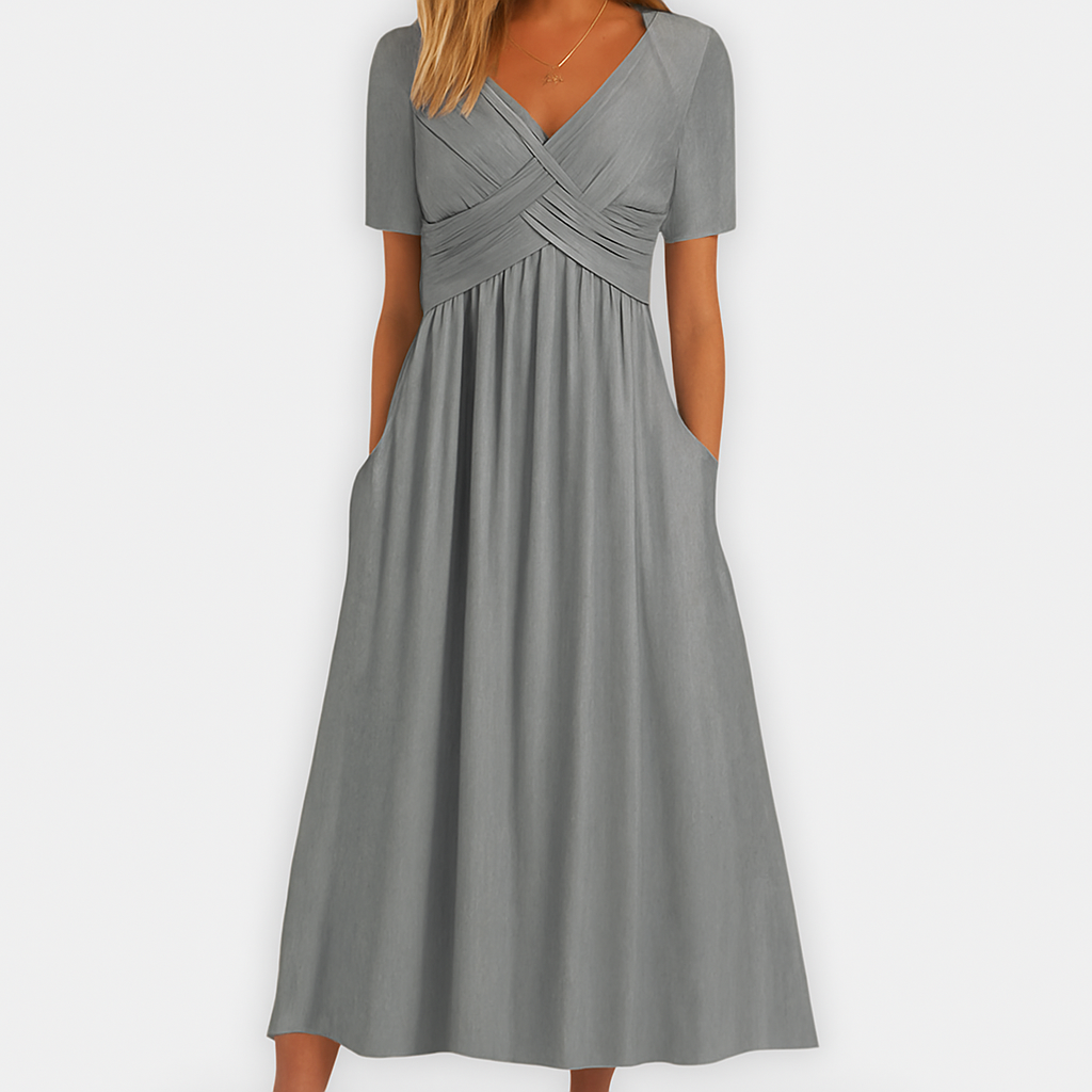 Ania | Handgenähtes Premium-Kleid mit V-Ausschnitt
