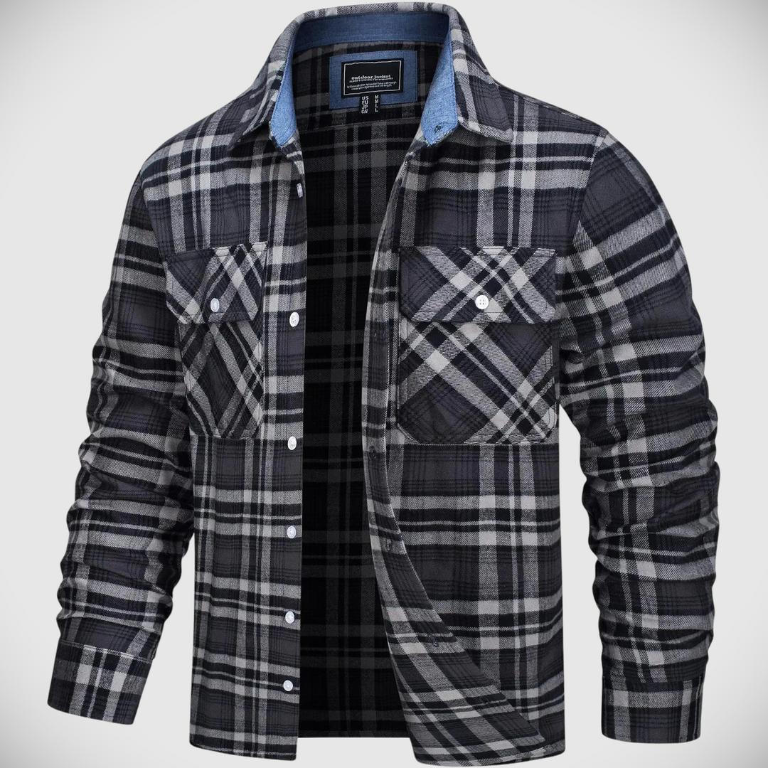 Northwoods Plaid Flannel Button-Up Shirt Jacket