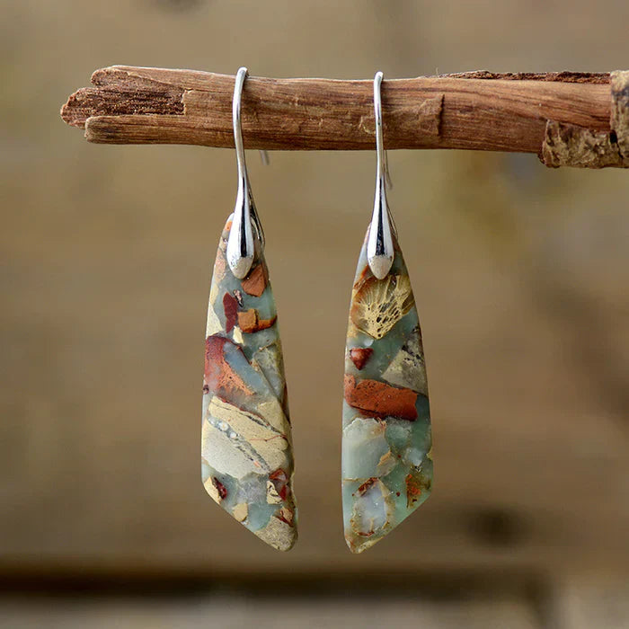 Antique Nature Stone Earrings | Gold 16k