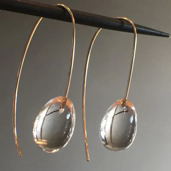 Antique Grey Crystal Drop Earrings | Gold 14k