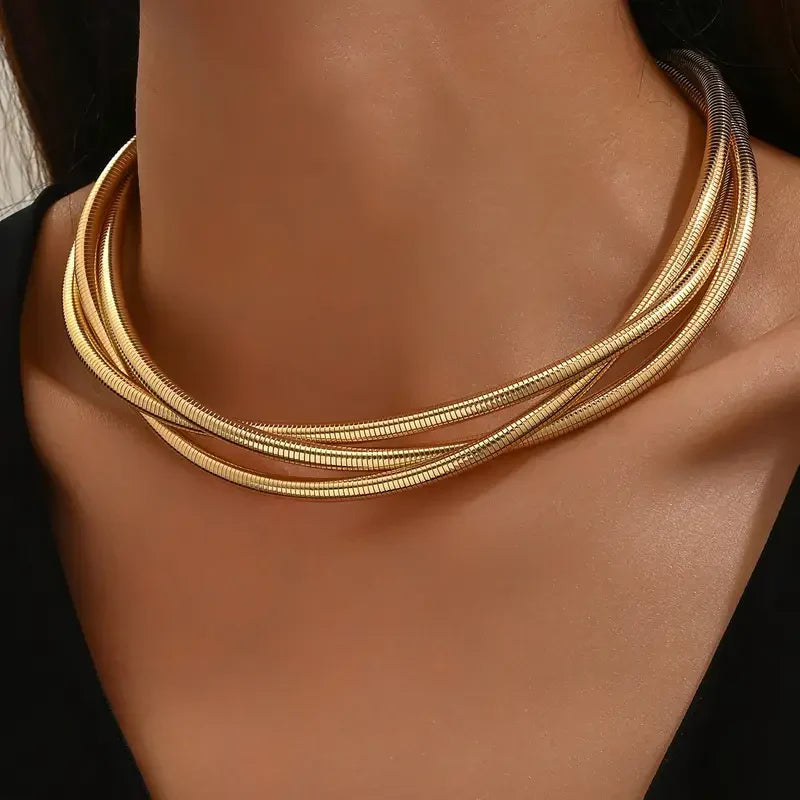 Three Layer Gold Necklace | Gold 18k