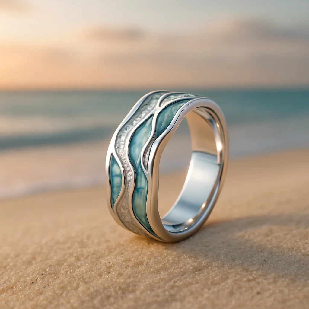 Seasilver Ripple Ring | White Gold 18k