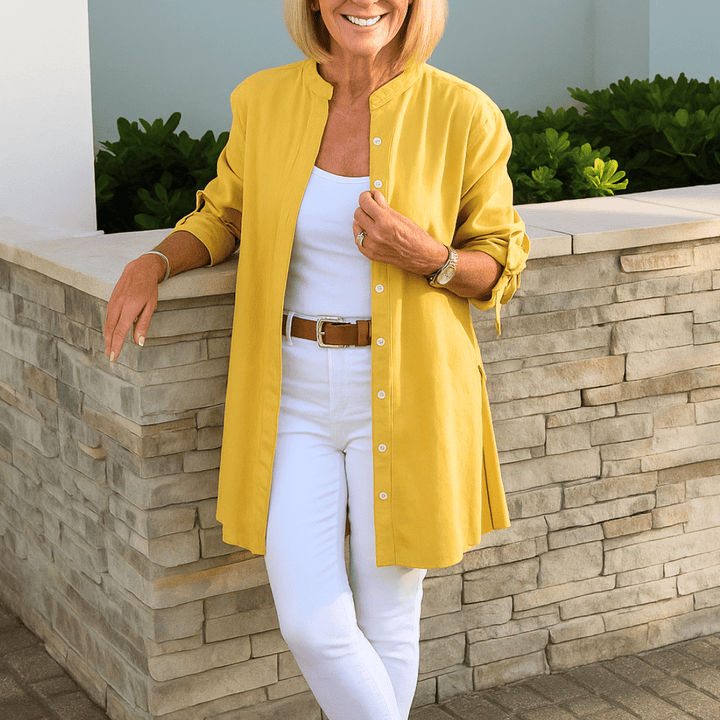 Laura | Unifarbene Bluse mit Schleifenärmeln