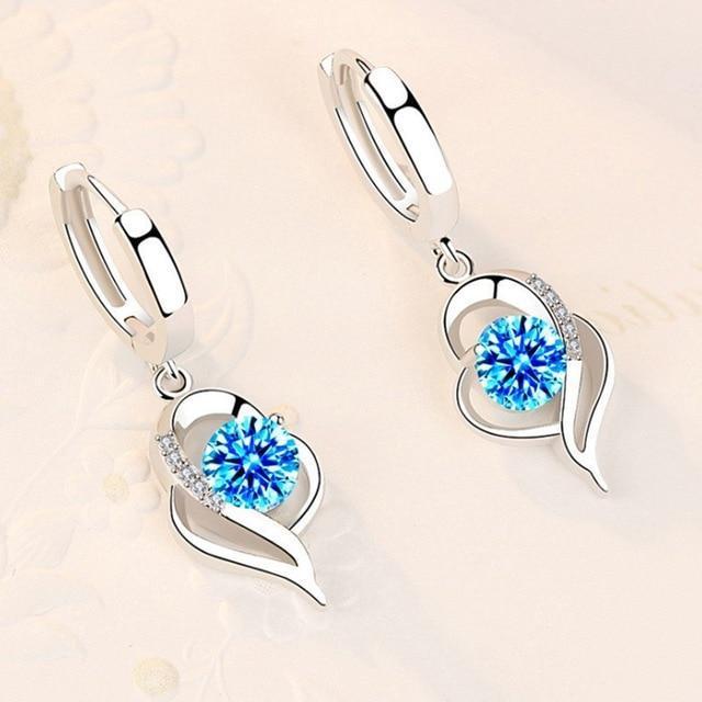 Sterling Silver and Zirconia Inlaid Floral Earrings | White Gold 18k