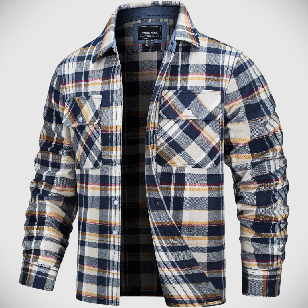 Northwoods Plaid Flannel Button-Up Shirt Jacket