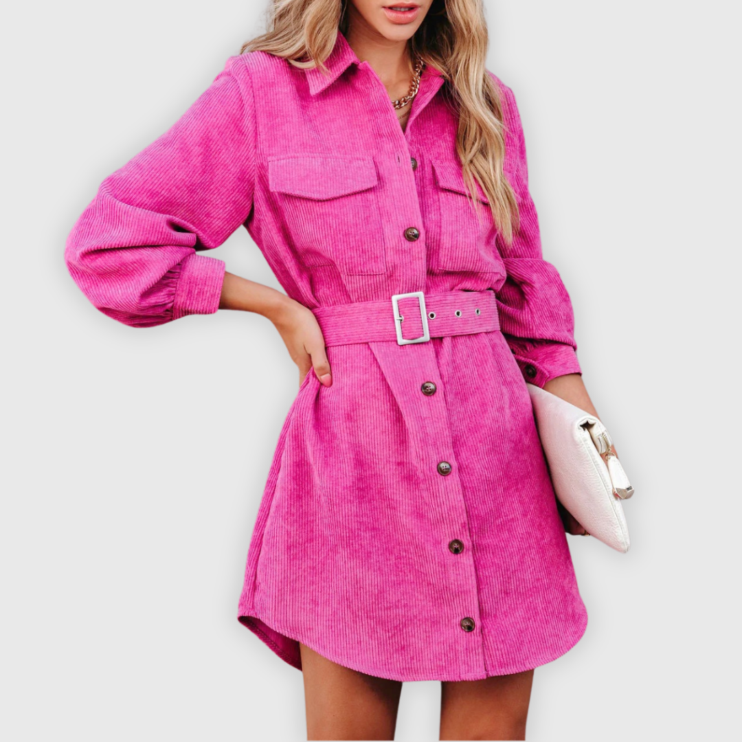 Marina | Trendiges Hemdkleid im Cord-Stil