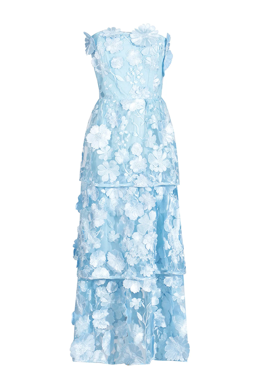 Marzia | Schulterfreies Premiumkleid mit Blumenapplikationen