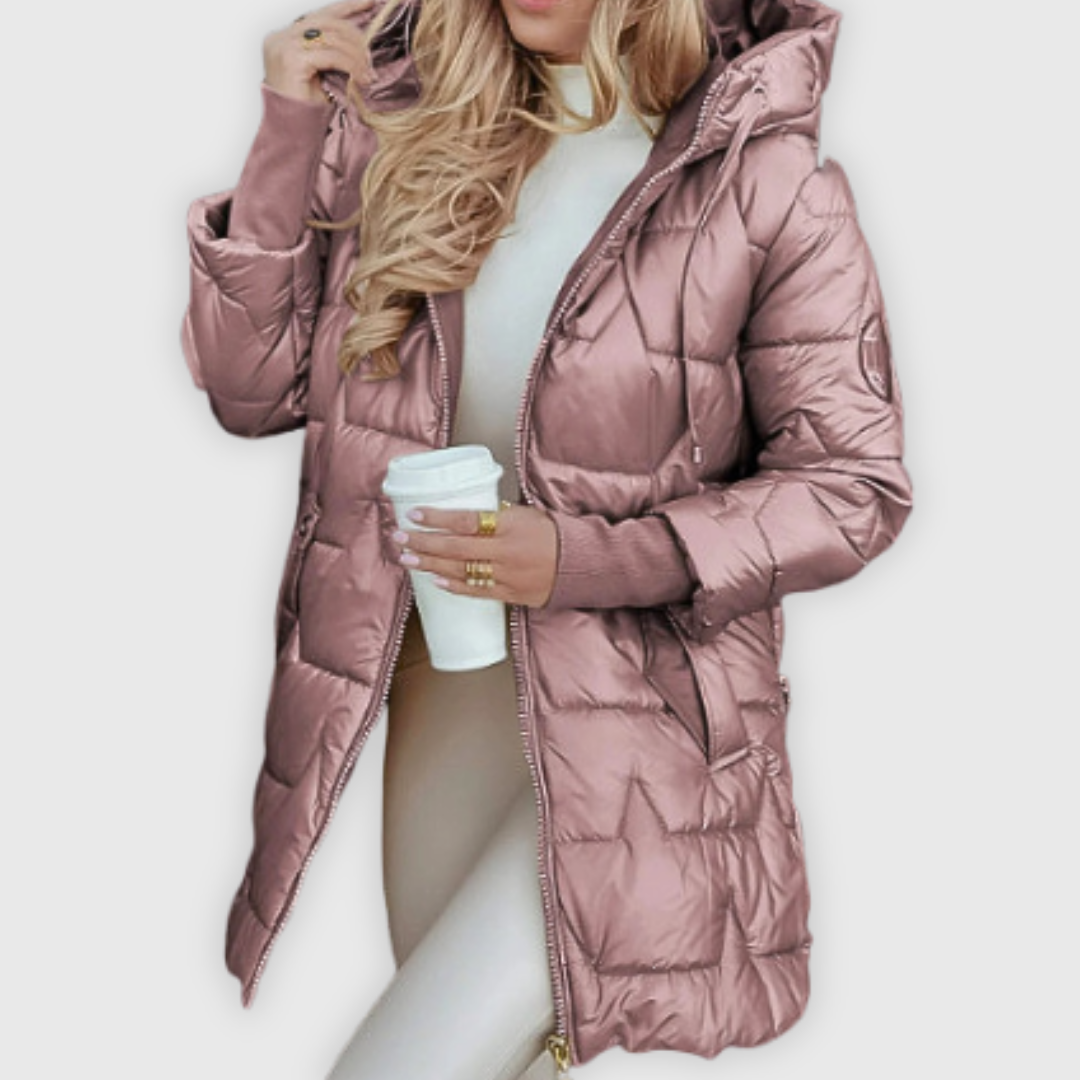 Noelia | Eleganter Wintermantel mit Kapuze und Wattierung