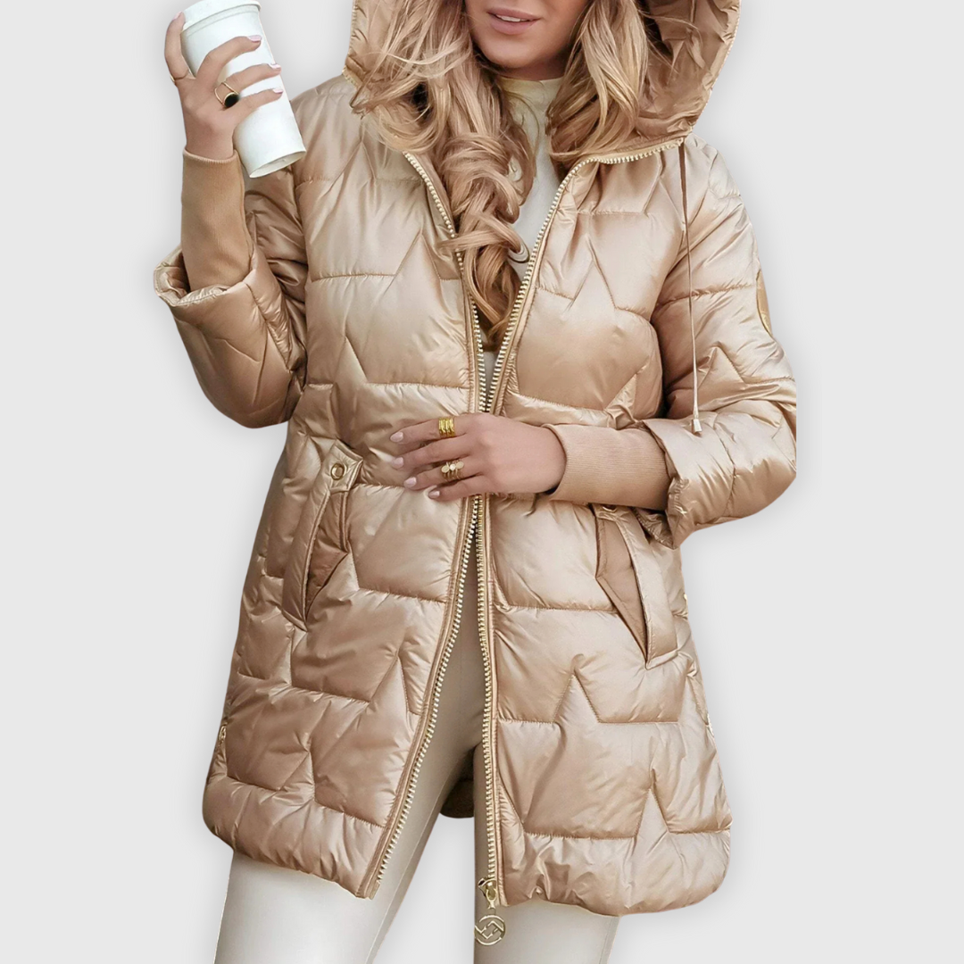 Noelia | Eleganter Wintermantel mit Kapuze und Wattierung