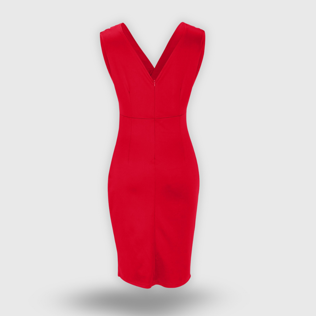 Lucia | Tailliertes Kleid mit V-Ausschnitt und Schlitz